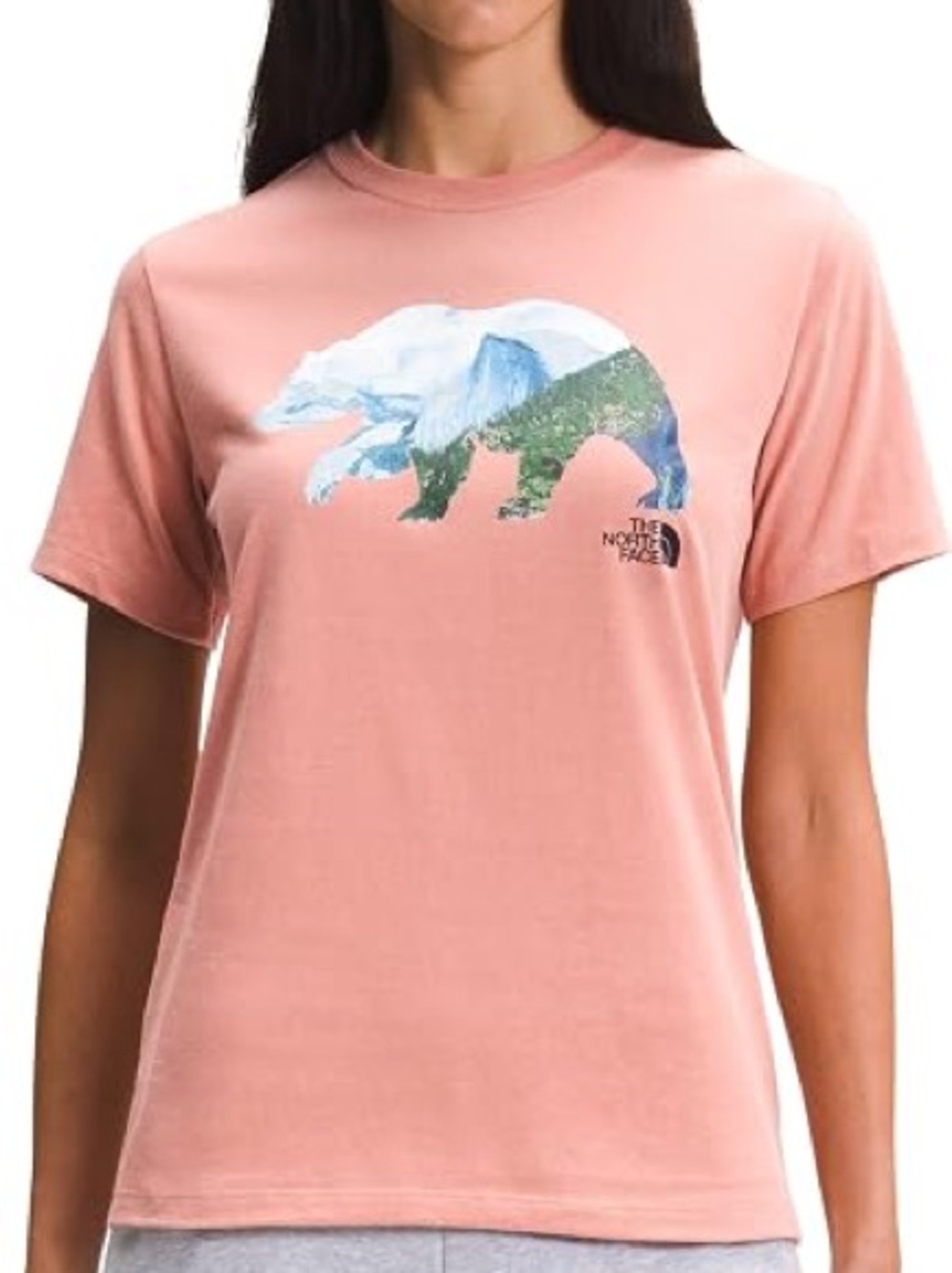 The North Face Coral Dusty Rose Bear Graphic Short Sleeve Tee